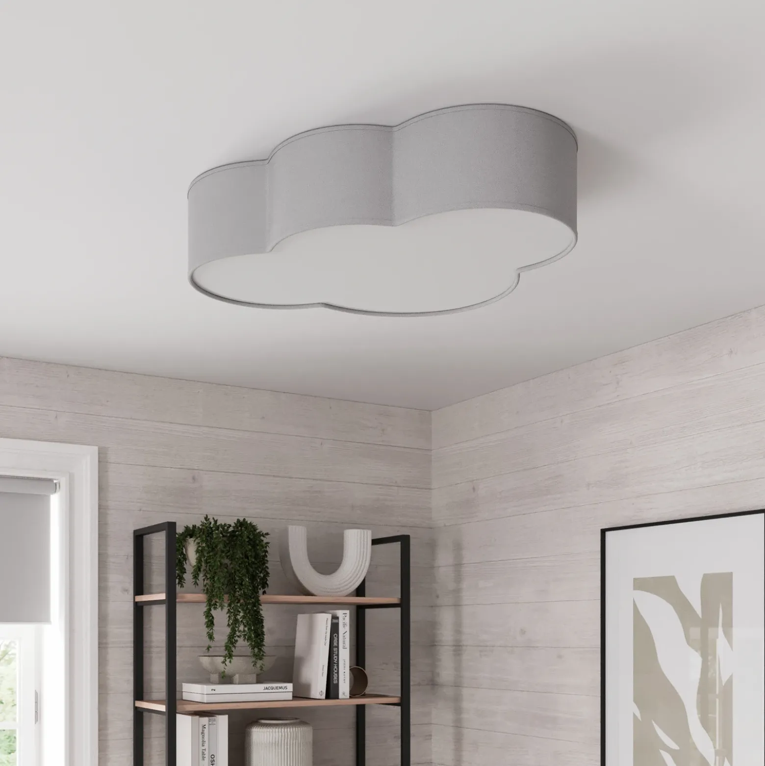 Plafón Cloud de tela, longitud 62 cm, gris