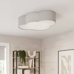 Plafón Cloud de tela, longitud 62 cm, gris