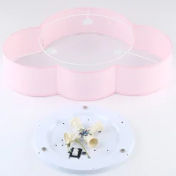 Plafón Cloud, rosa, 63 cm de largo, textil, nube, E27