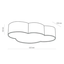 Plafón Cloud, rosa, 63 cm de largo, textil, nube, E27