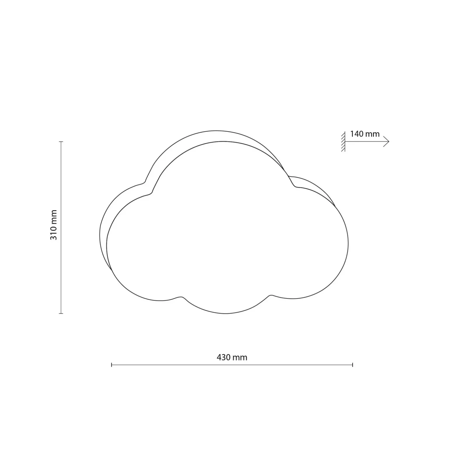 Plafón Cloud, rosa, 43 cm de largo, textil, nube, E27