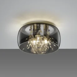 Plafón Crystel de cristal, cromo, Ø 34 cm