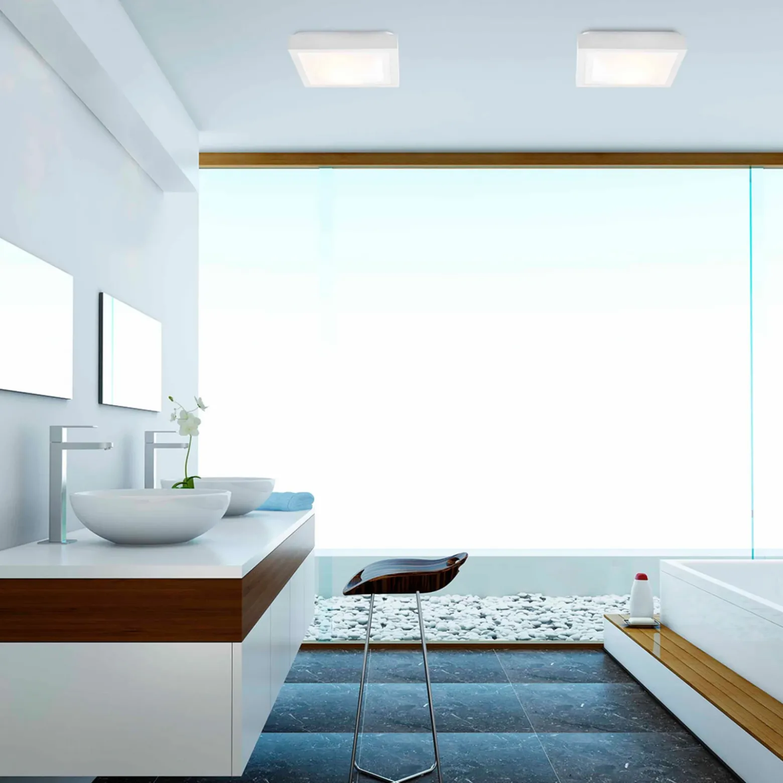 Plafón de cuarto de baño Tola, 32 x 32 cm, blanco