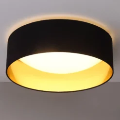Plafón de tela Coleen negro con interior dorado