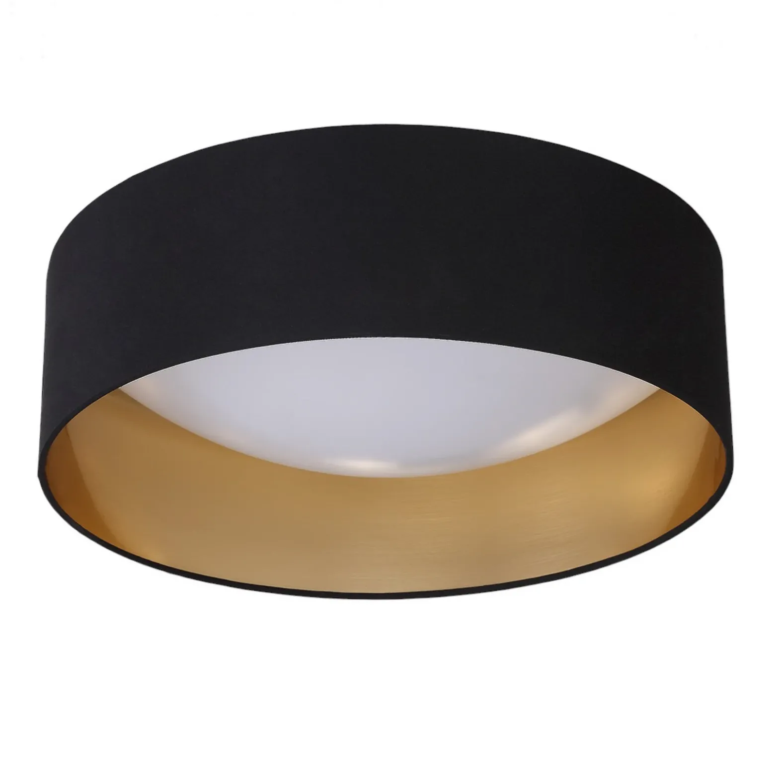 Plafón de tela Coleen negro con interior dorado