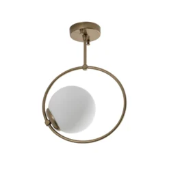 Plafón Dolunay, Ø 26 cm, dorado, cristal, E27