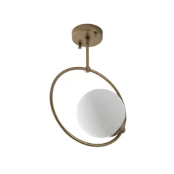 Plafón Dolunay, Ø 26 cm, dorado, cristal, E27