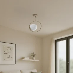 Plafón Dolunay, Ø 26 cm, dorado, cristal, E27