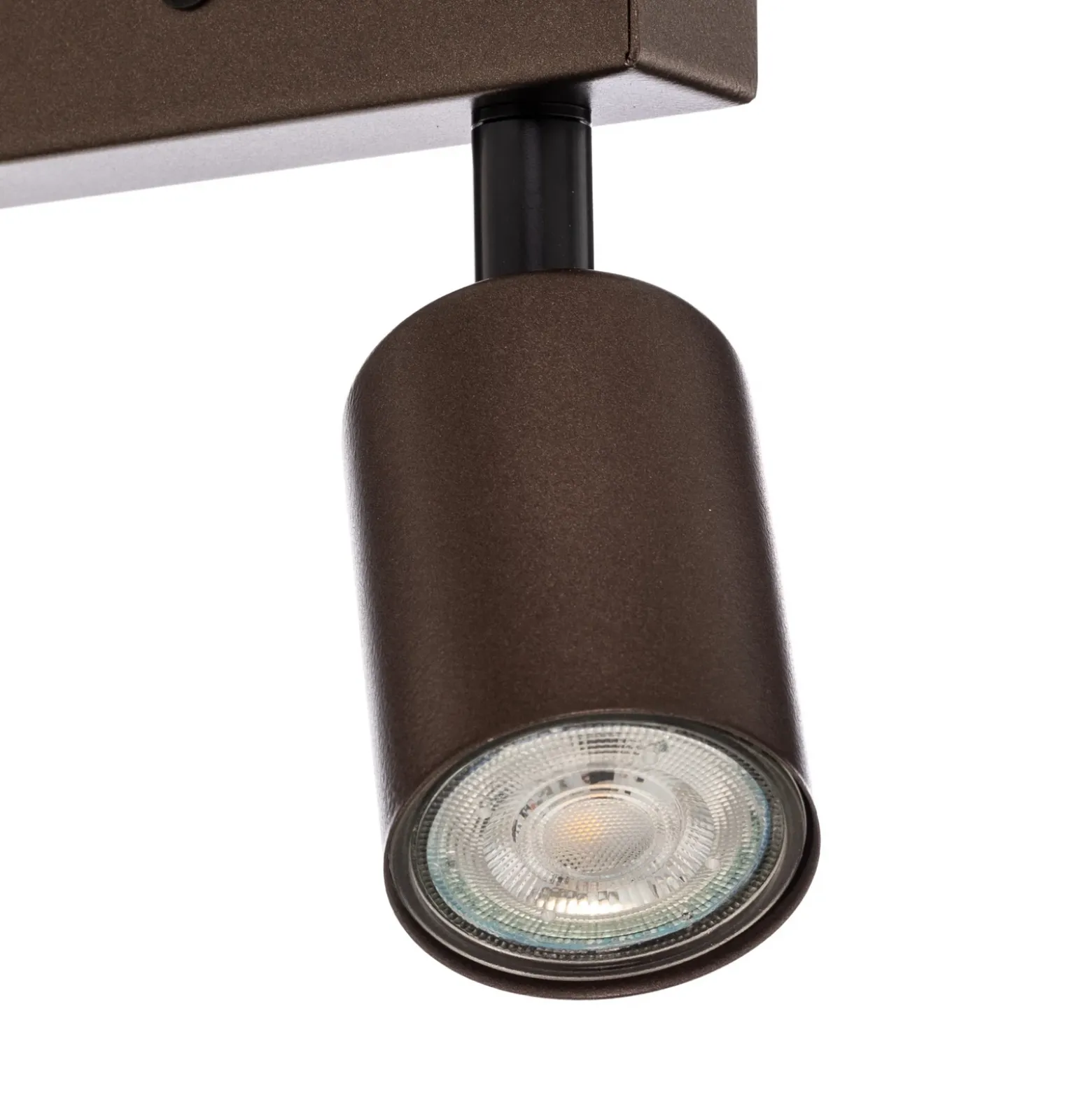 Plafón downlight Top, regulable, marrón, lineal de 2 luces