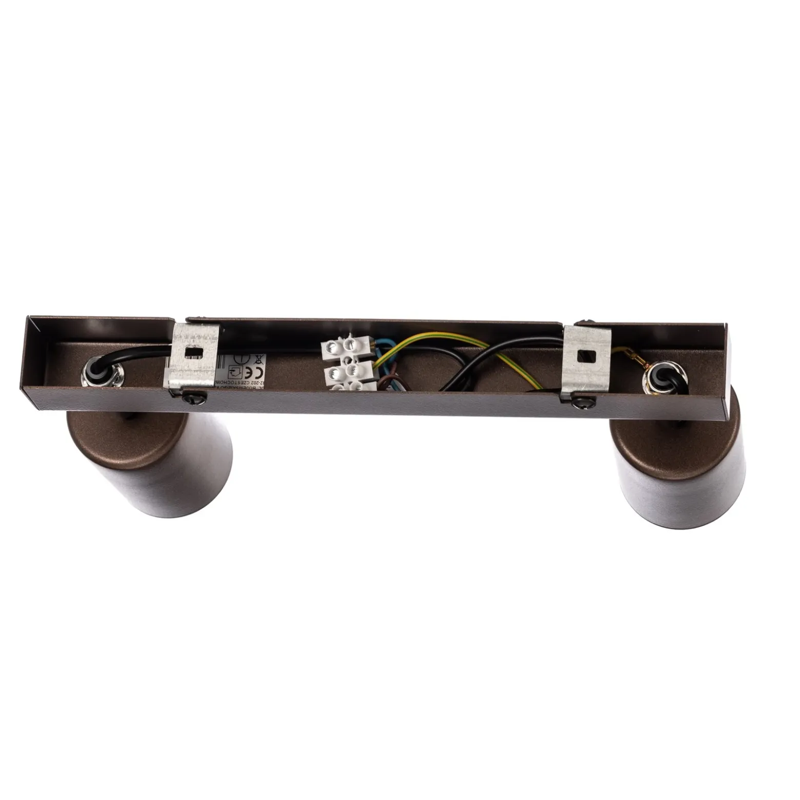 Plafón downlight Top, regulable, marrón, lineal de 2 luces