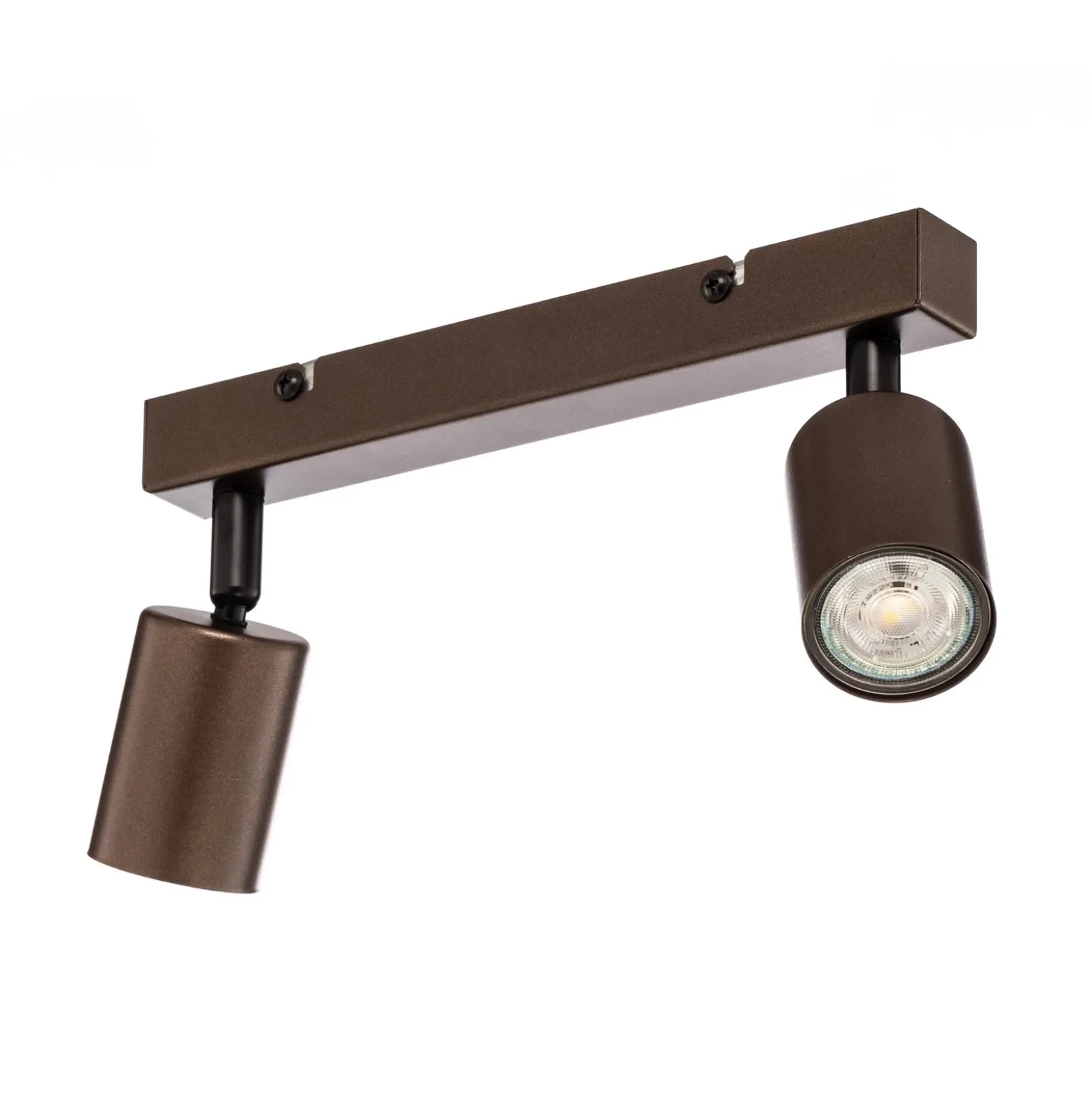 Plafón downlight Top, regulable, marrón, lineal de 2 luces