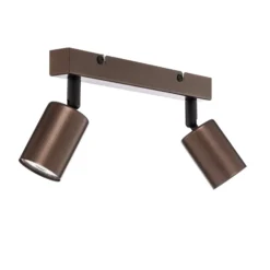 Plafón downlight Top, regulable, marrón, lineal de 2 luces