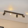 Plafón downlight Top, regulable, marrón, 4 luces lineales