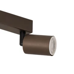 Plafón downlight Top, regulable, marrón, 4 luces lineales