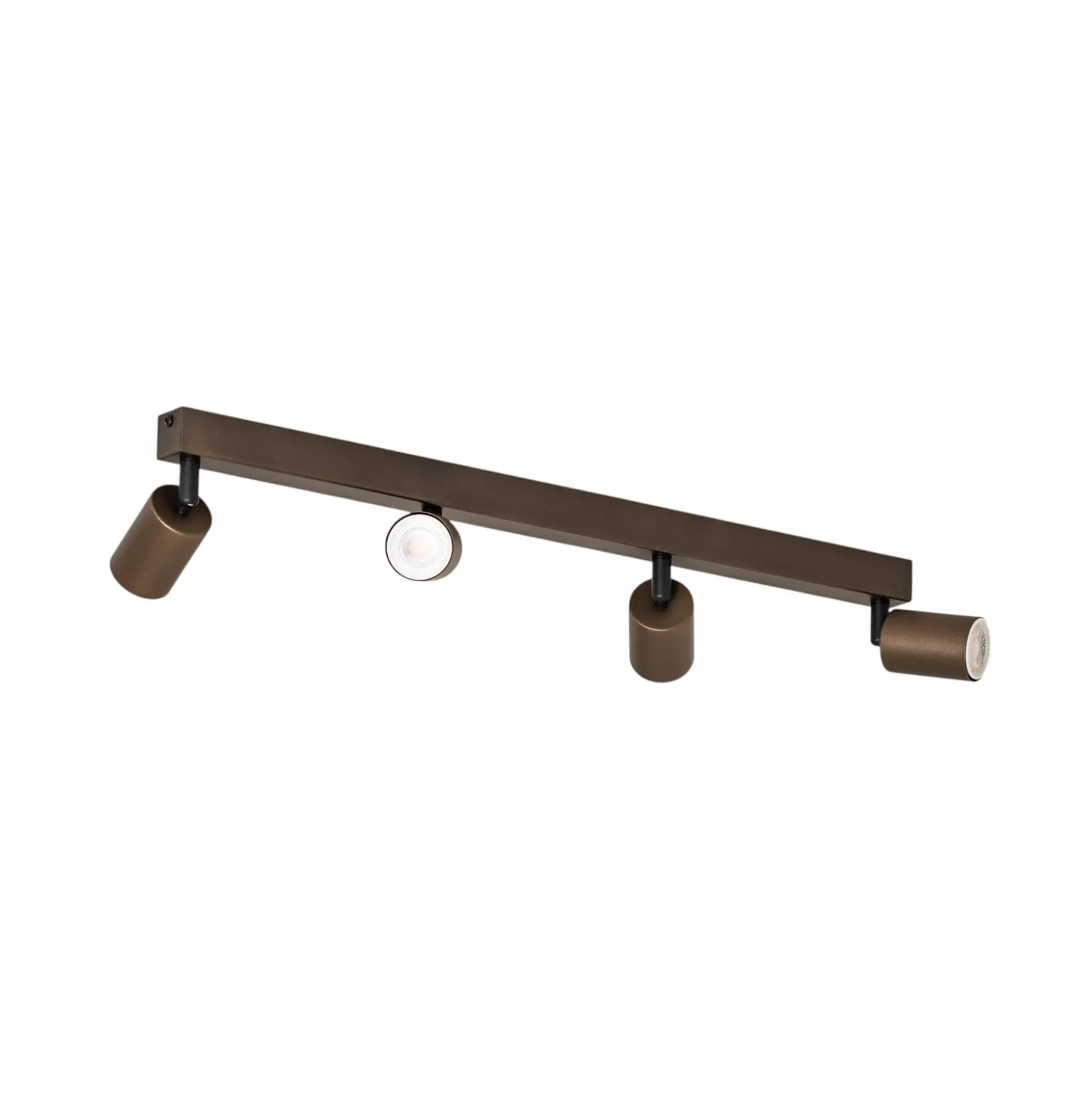 Plafón downlight Top, regulable, marrón, 4 luces lineales