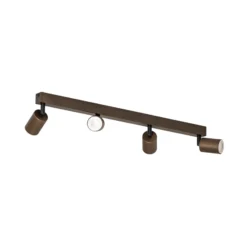 Plafón downlight Top, regulable, marrón, 4 luces lineales