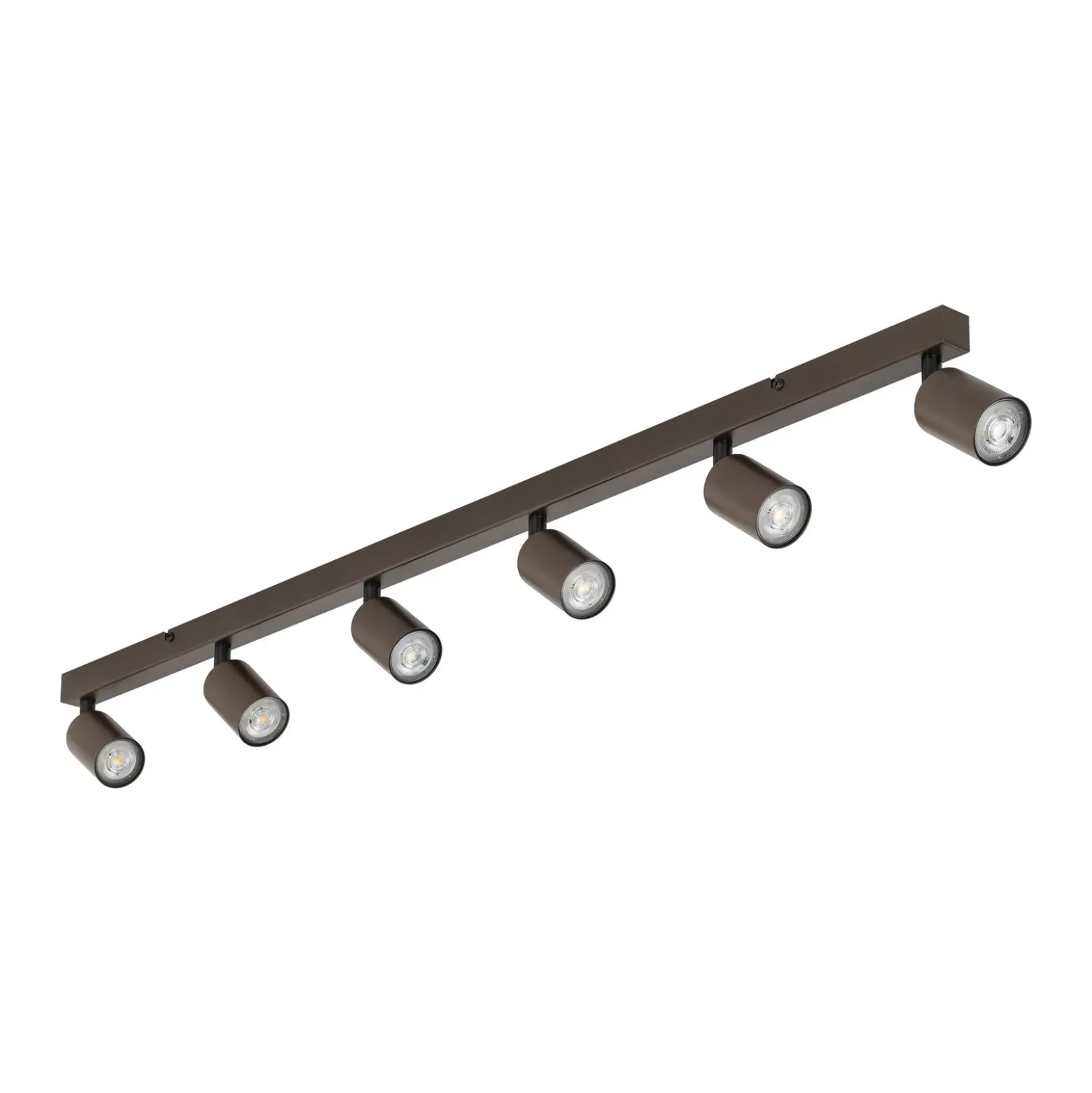 Plafón downlight Top, regulable, marrón, 6 luces lineales
