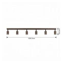 Plafón downlight Top, regulable, marrón, 6 luces lineales