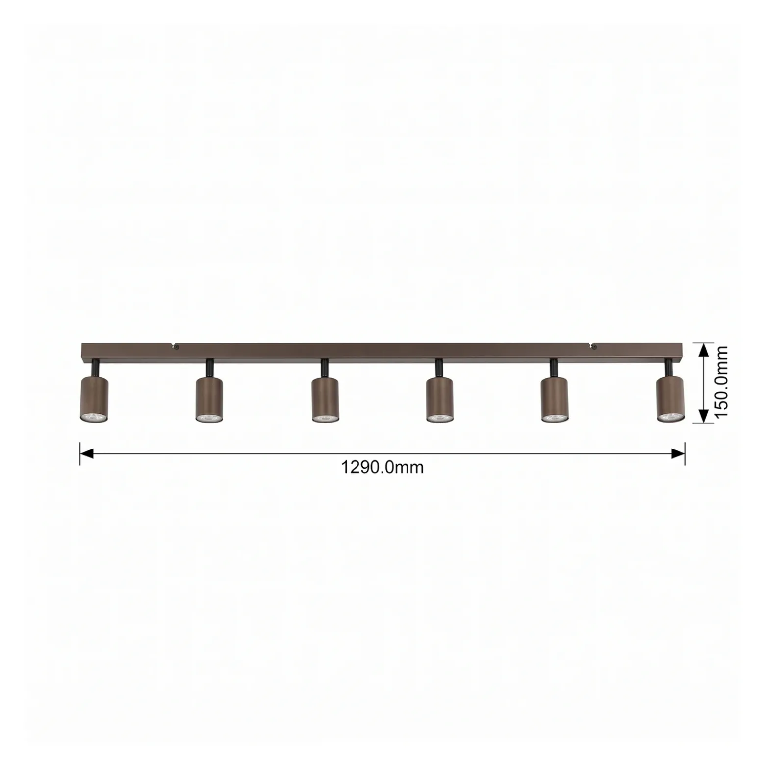 Plafón downlight Top, regulable, marrón, 6 luces lineales