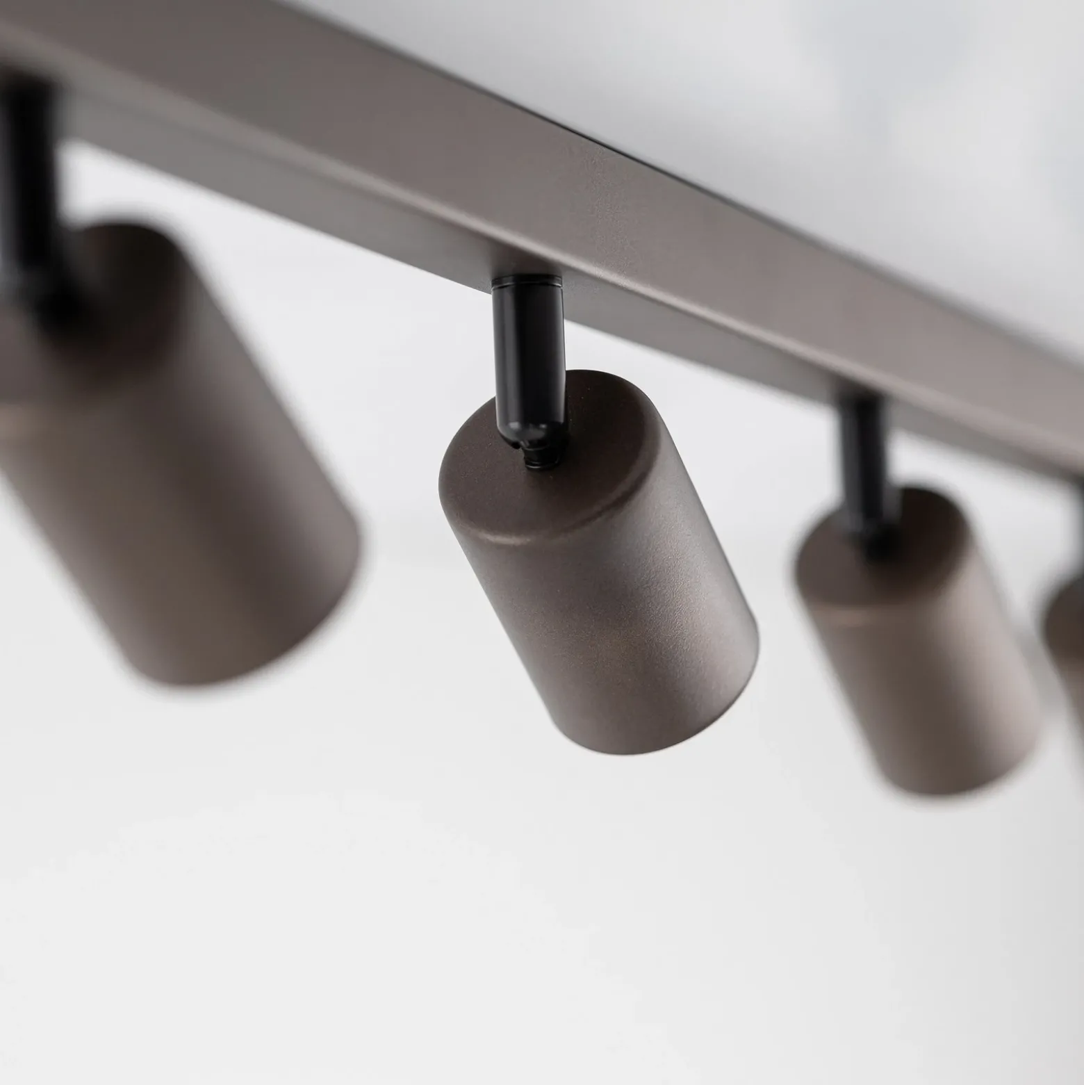 Plafón downlight Top, regulable, marrón, 8 luces lineales