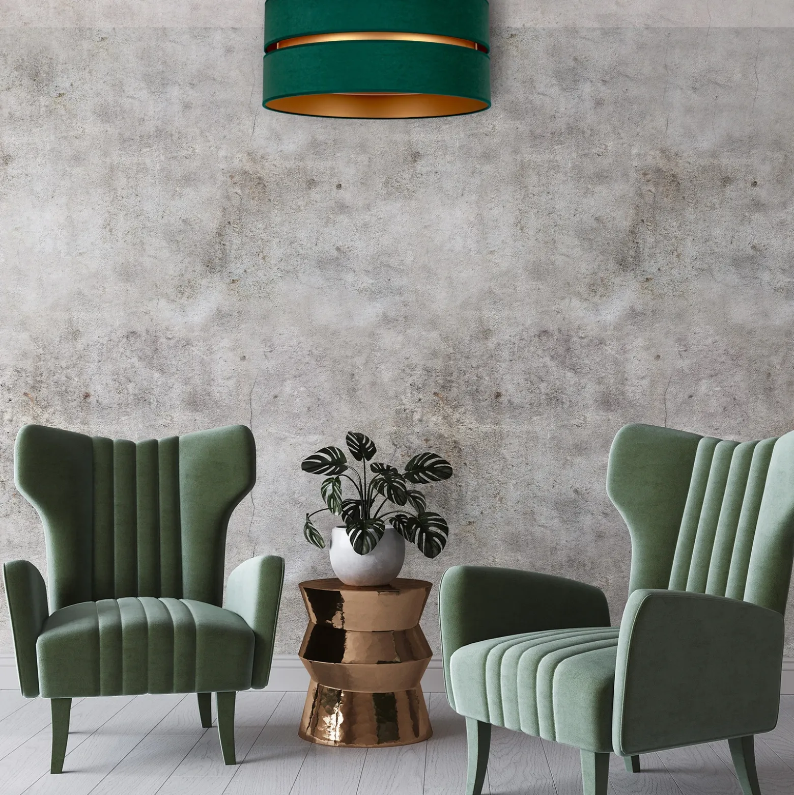 Plafón Duo, verde/dorado Ø 60 cm, 1 luz