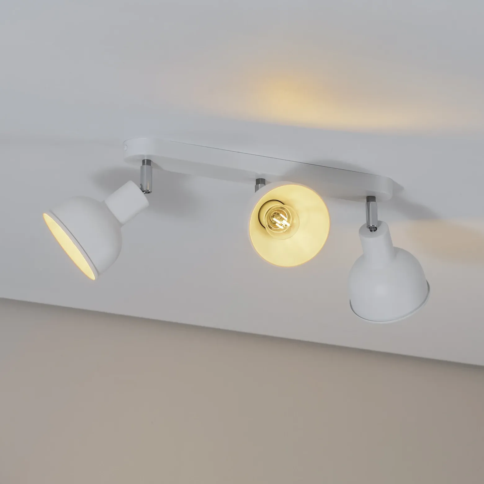 Plafón Elba, 40 cm, 3 luces, blanco, metal, E27