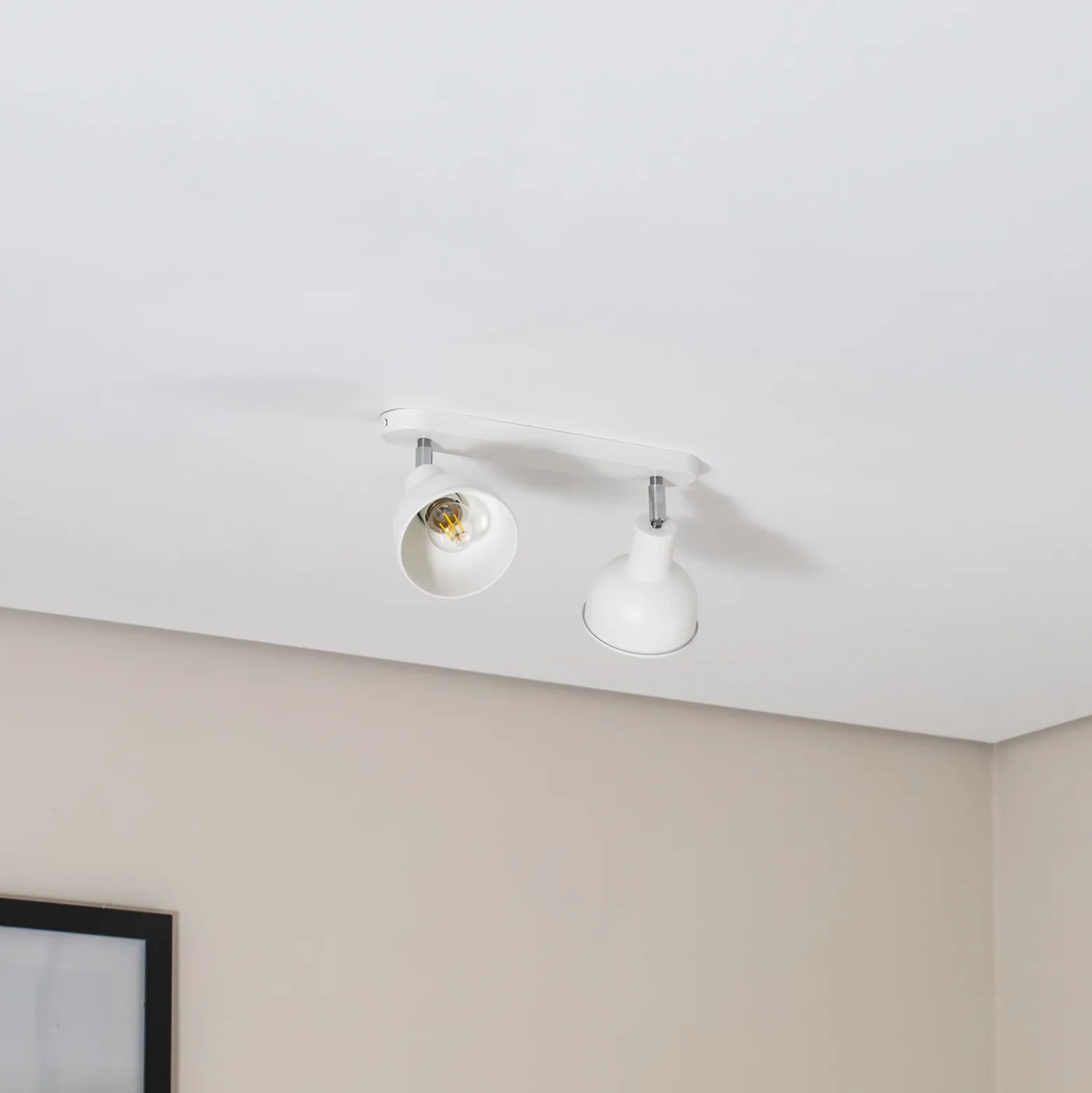 Plafón Elba, 34 cm, 2 luces, blanco, metal, E27