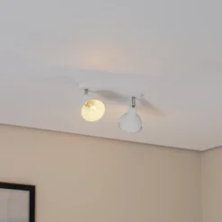 Plafón Elba, 34 cm, 2 luces, blanco, metal, E27