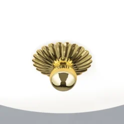 Plafón Empire, Ø 35,5 cm, dorado, cristal opal esmerilado