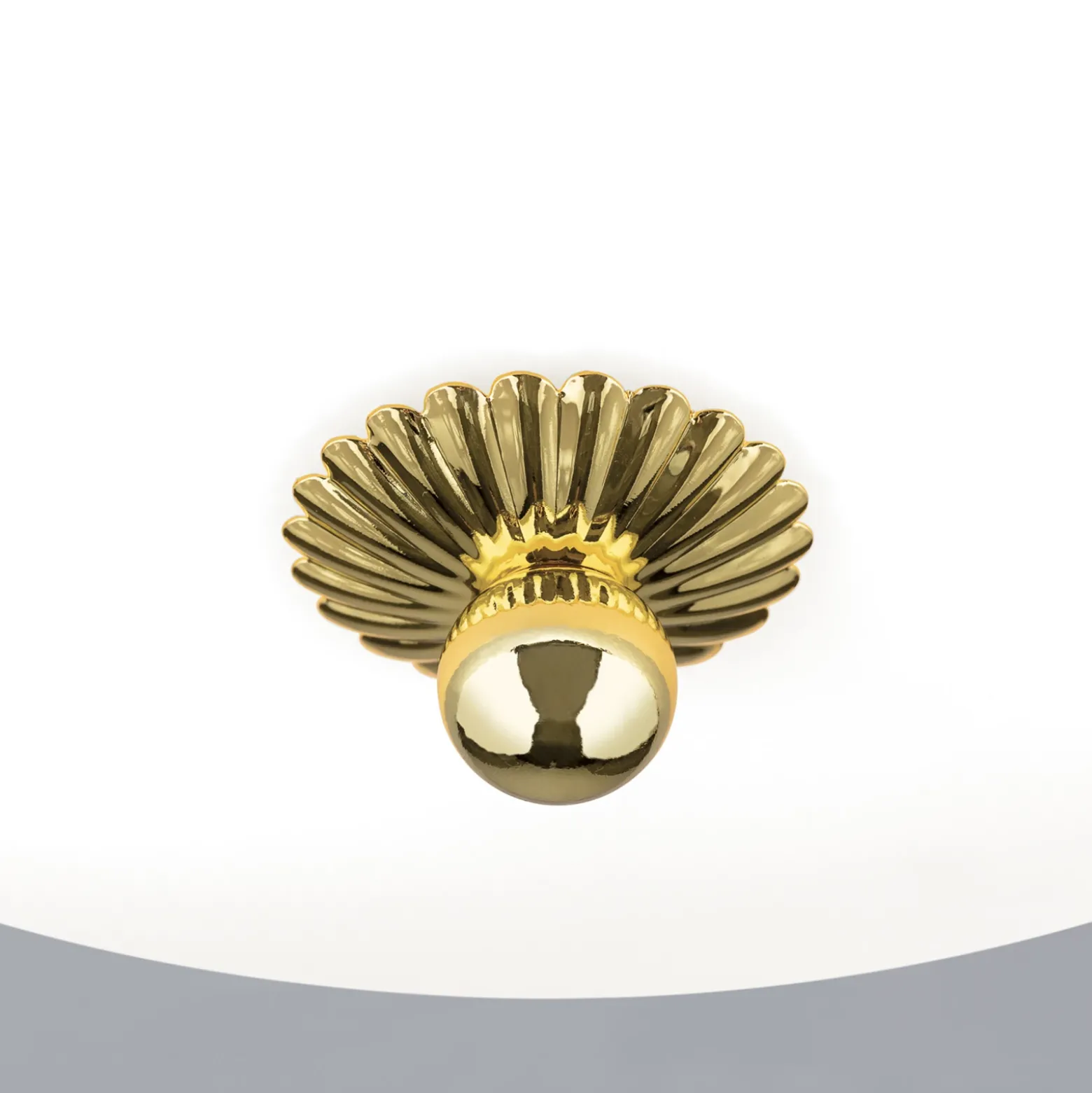 Plafón Empire, Ø 35,5 cm, dorado, cristal opal esmerilado
