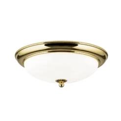 Plafón Empire, Ø 35,5 cm, dorado, cristal opal esmerilado