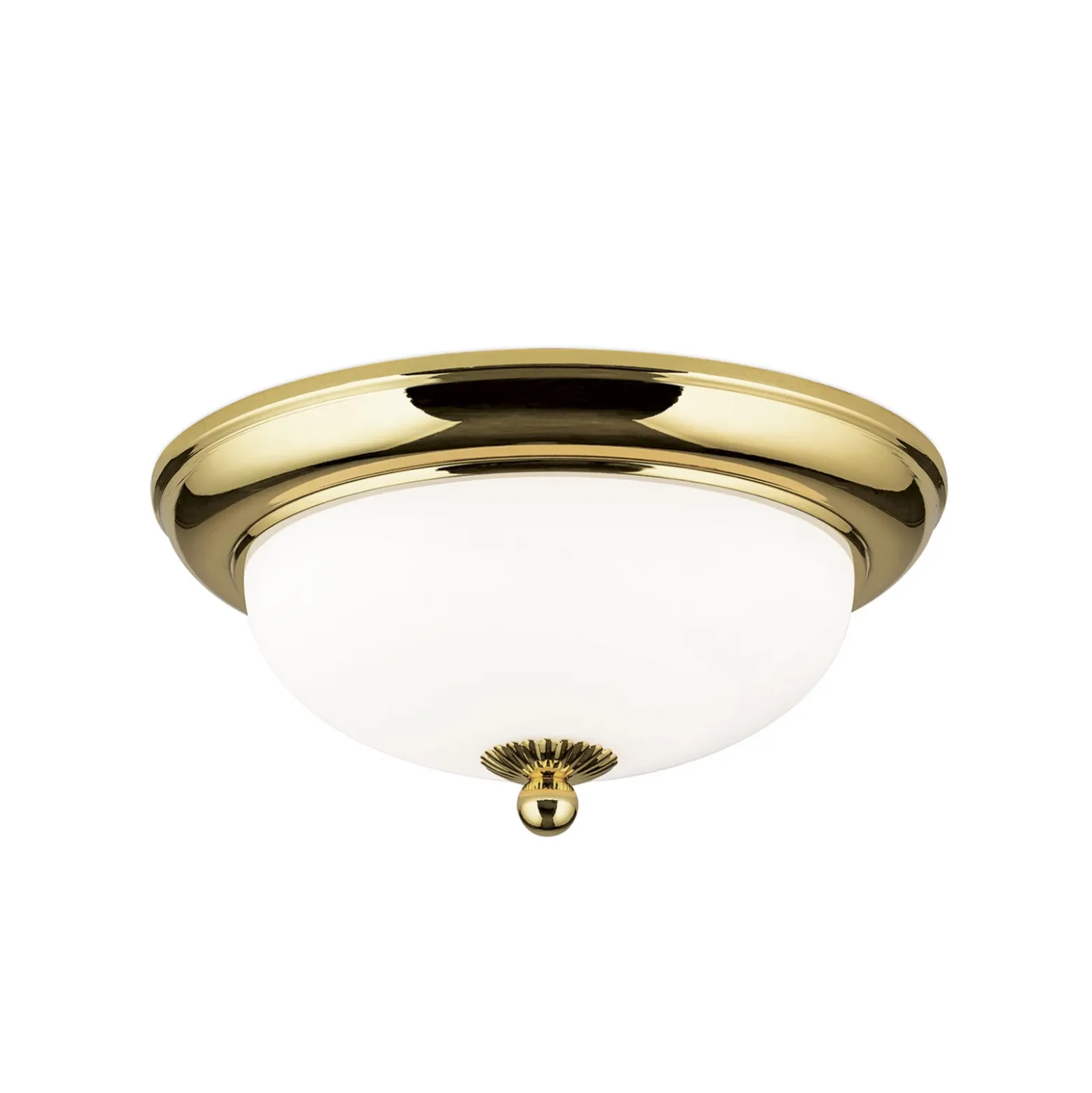 Plafón Empire, Ø 26,5 cm, dorado, cristal opal esmerilado
