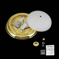 Plafón Empire, Ø 26,5 cm, dorado, cristal opal esmerilado