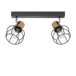 Plafón Envostar Fence de metal y madera, 2 luces.