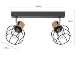 Plafón Envostar Fence de metal y madera, 2 luces.