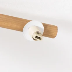 Plafón Estera, cristal opal, madera, 3 luces