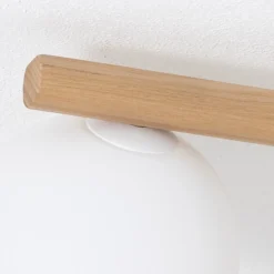 Plafón Estera, cristal opal, madera, 3 luces
