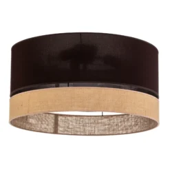 Plafón Euluna Levo, Ø60 cm, yute/marrón oscuro