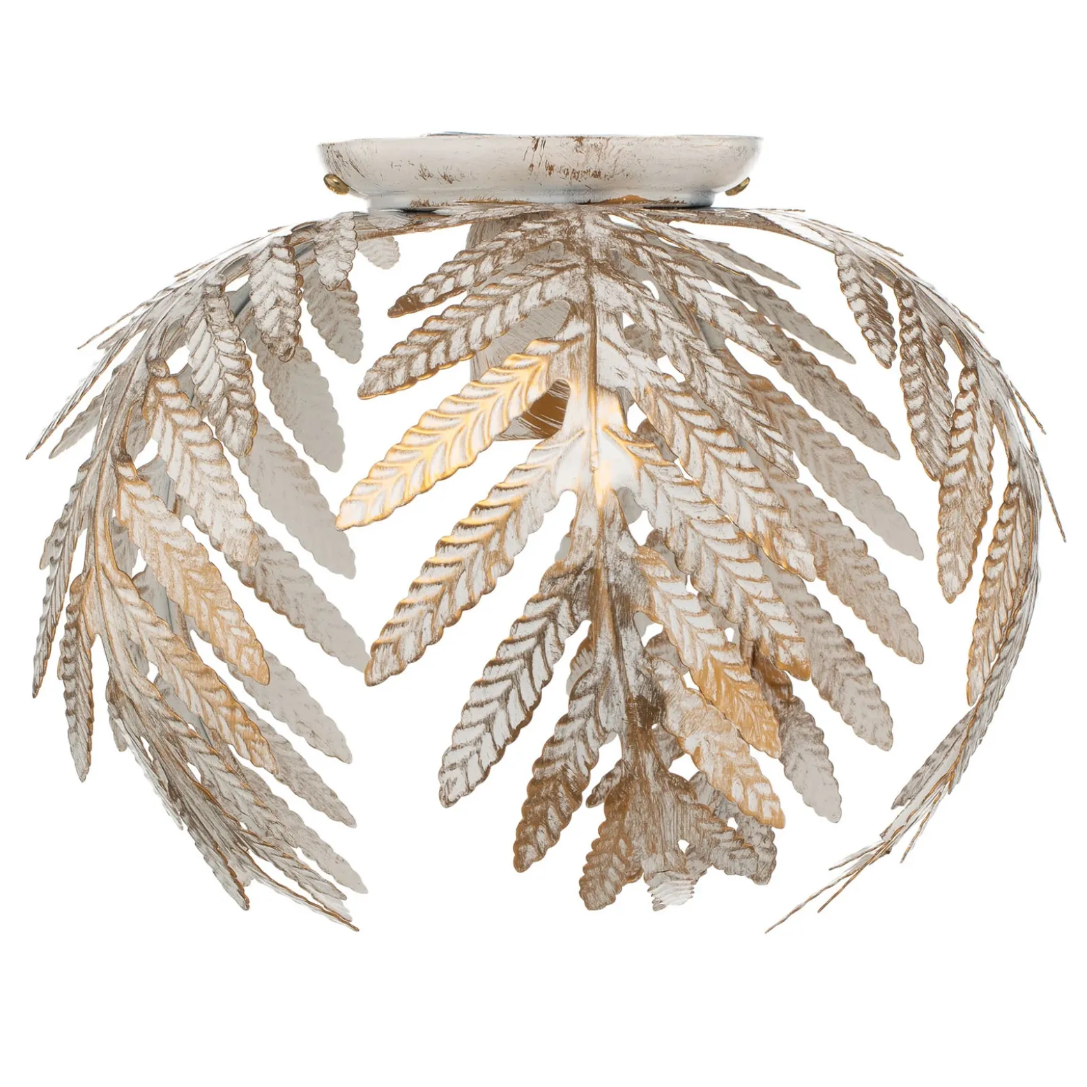 Plafón Felce en forma de helecho, marfil, Ø 25 cm