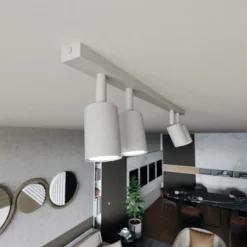 Plafón Flash, blanco, 4 luces, metal
