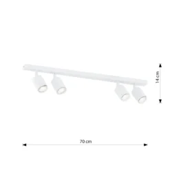 Plafón Flash, blanco, 4 luces, metal