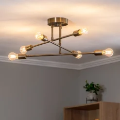 Plafón Flor 176, 6 luces, oro envejecido