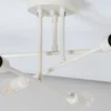 Plafón Flower 177, blanco crema, metal, 6 luces