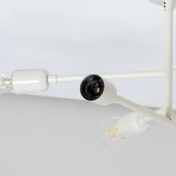 Plafón Flower 177, blanco crema, metal, 6 luces