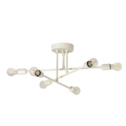 Plafón Flower 177, blanco crema, metal, 6 luces