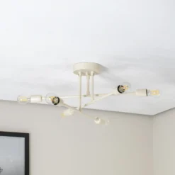 Plafón Flower 177, blanco crema, metal, 6 luces
