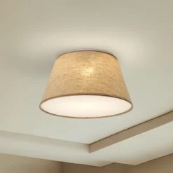Plafón Formo, beige, lino, Ø 38 cm, E27