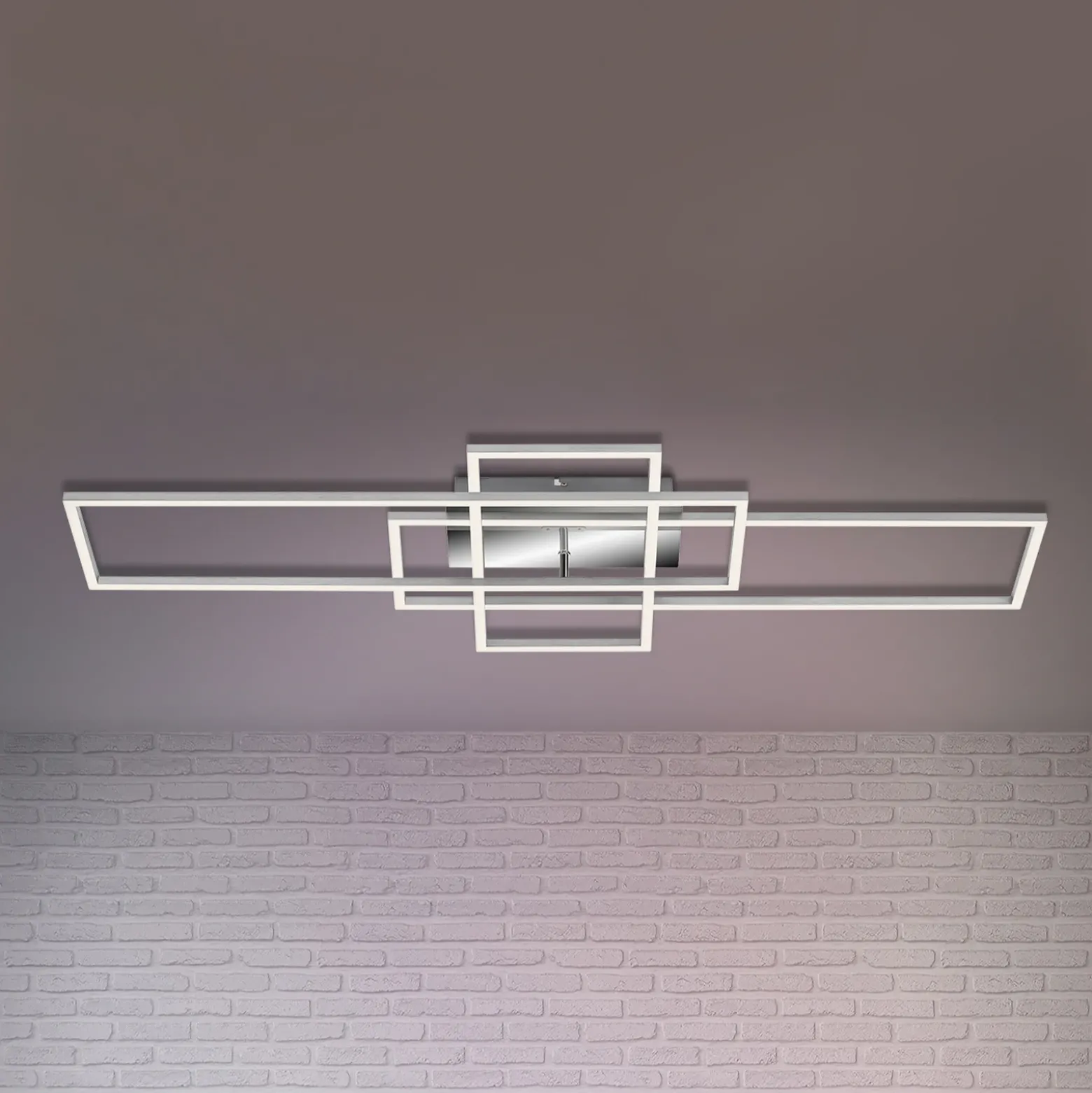 Plafón Frame rectángulo 3 luces CCT aluminio