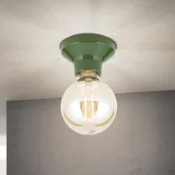 Plafón Frost, verde, cerámica, E27
