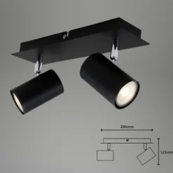 Plafón 2857-025, giratorio, 2 luces, negro
